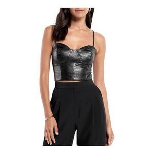 Express Body Contour Croc Faux Leather Corset Edgy Cropped Top‎ Size Extra Small